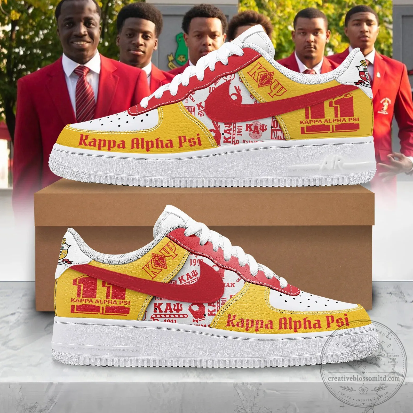Kappa Alpha Psi Fraternity Red and Gold Custom Printed Shoes
