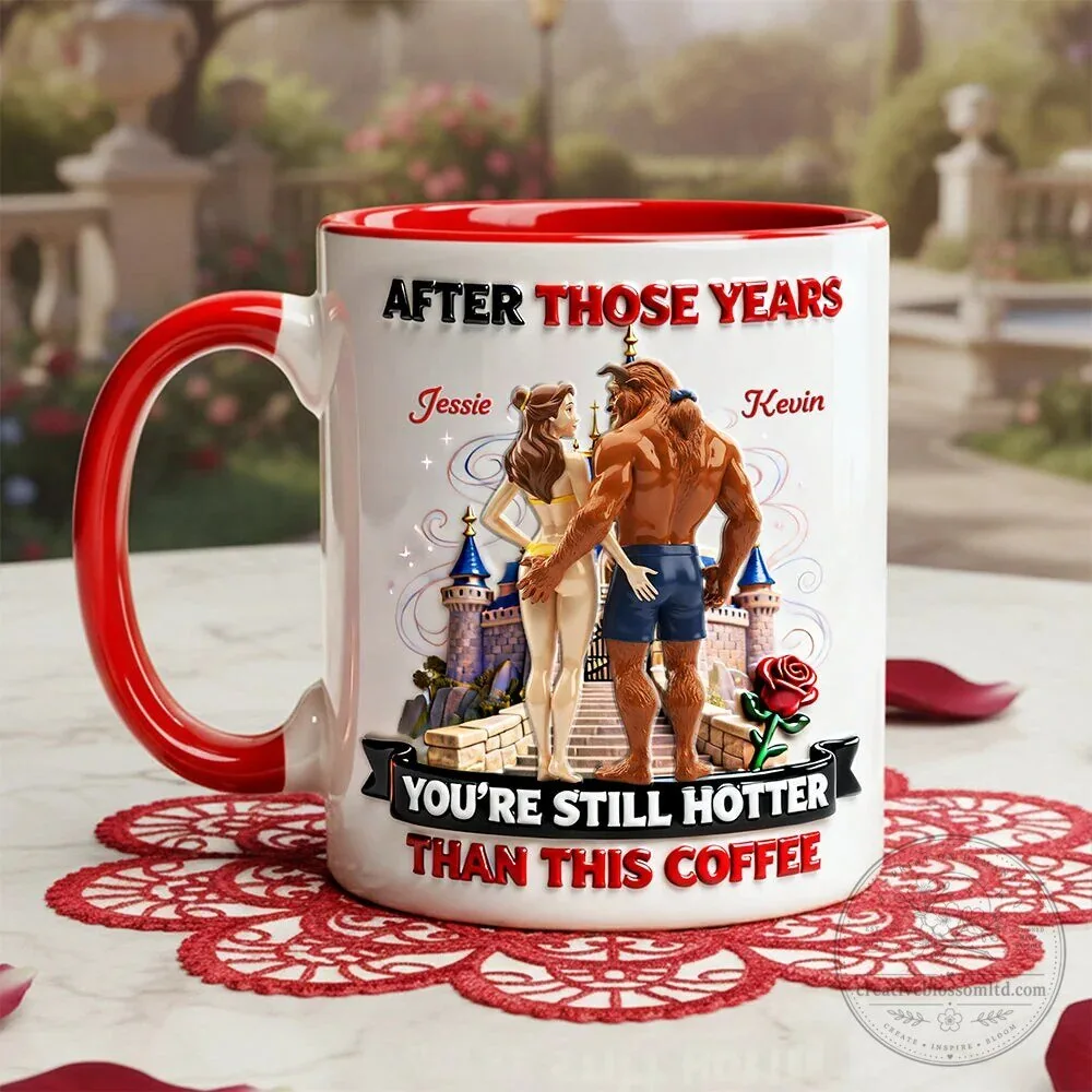 Beauty and the Beast Couple Coffee Mug, Personalized Romantic Gift for Lovers