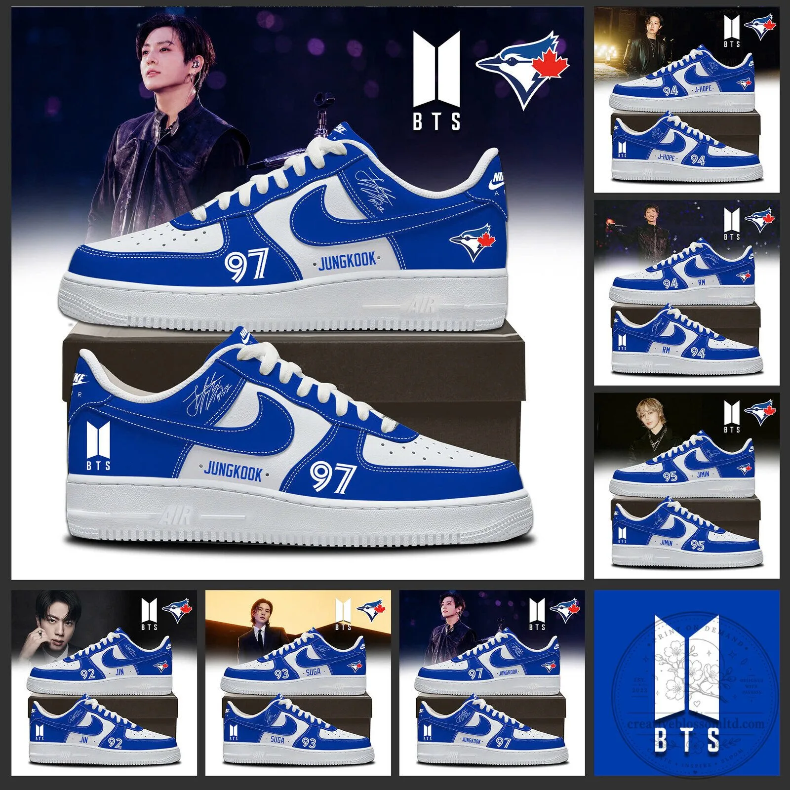 BTS Jungkook Toronto Blue Jays Custom Air Force 1 Sneakers