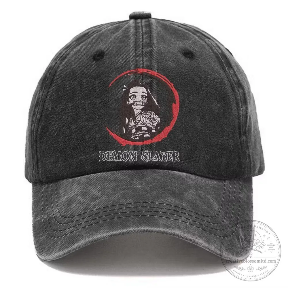 Demon Slayer Nezuko Kamado Embroidered Washed Cotton Baseball Cap Hat