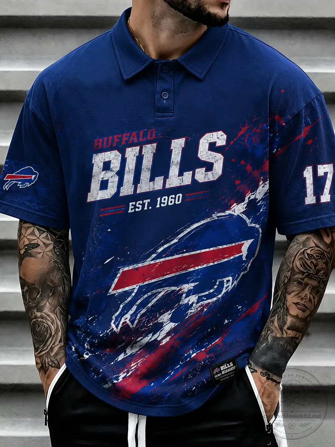 Buffalo Bills American Football Team Est. 1960 Distressed Logo Polo Shirt