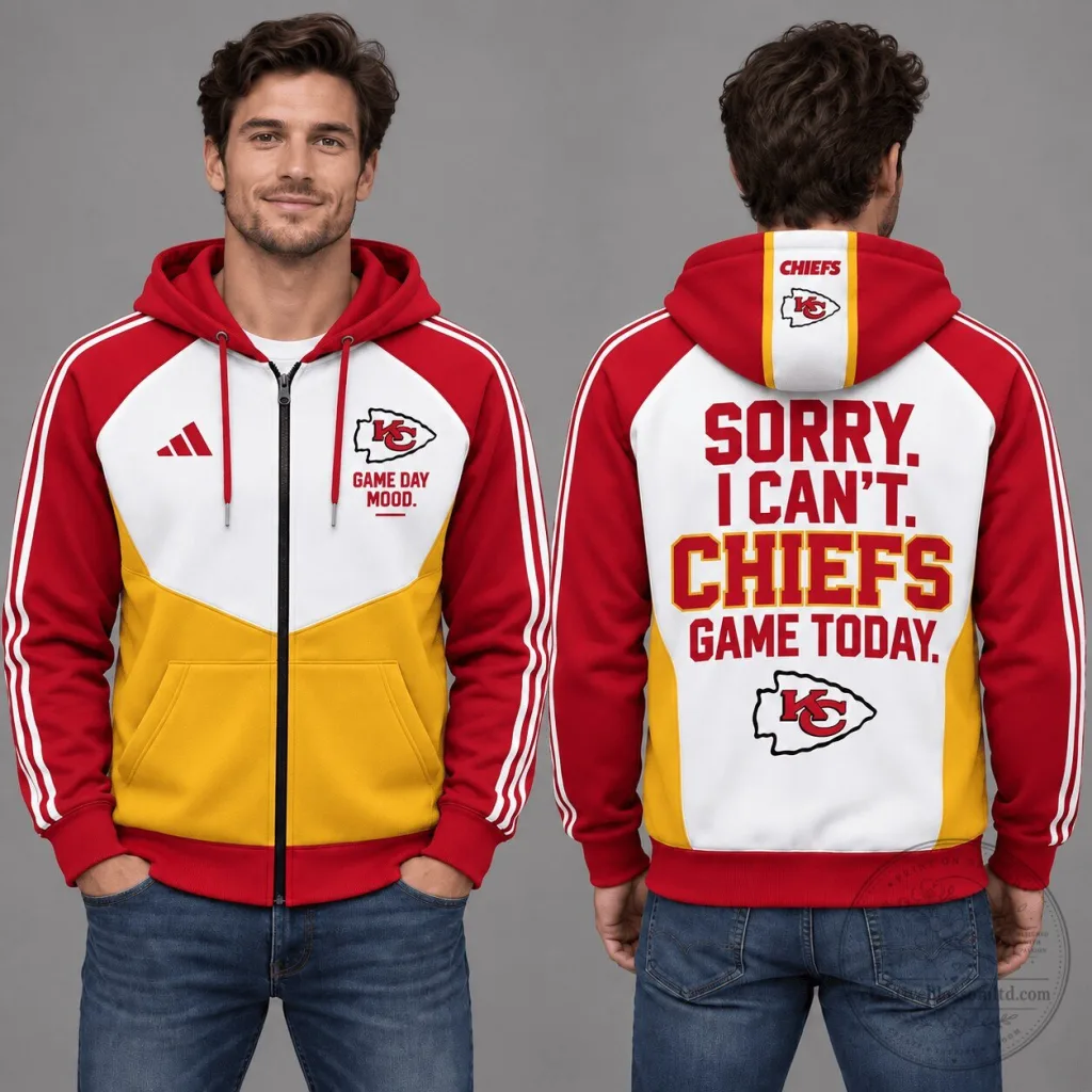 Kansas City Chiefs Sorry I Can't Game Today Full Zip Hoodie Kansas City Chiefs Sorry I Can't Game Today Full Zip Hoodie