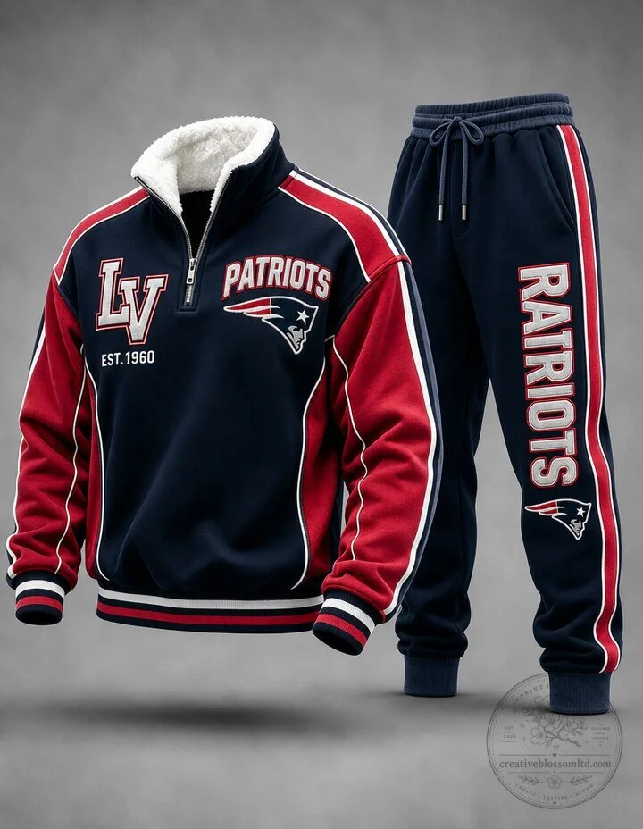 New England Patriots Quarter-Zip Pullover Sweatshirt and Jogger Sweatpants Set