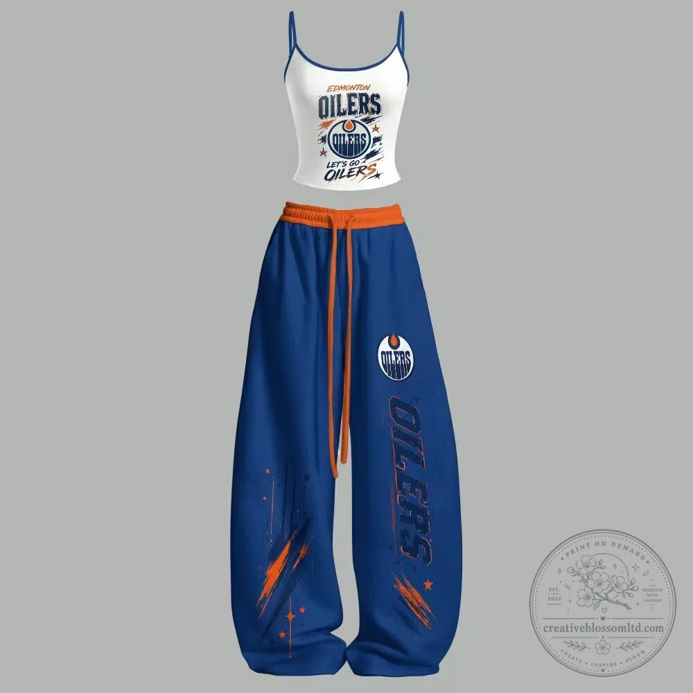 Edmonton Oilers Women's Cropped Tank Top and Wide Leg Pants Set