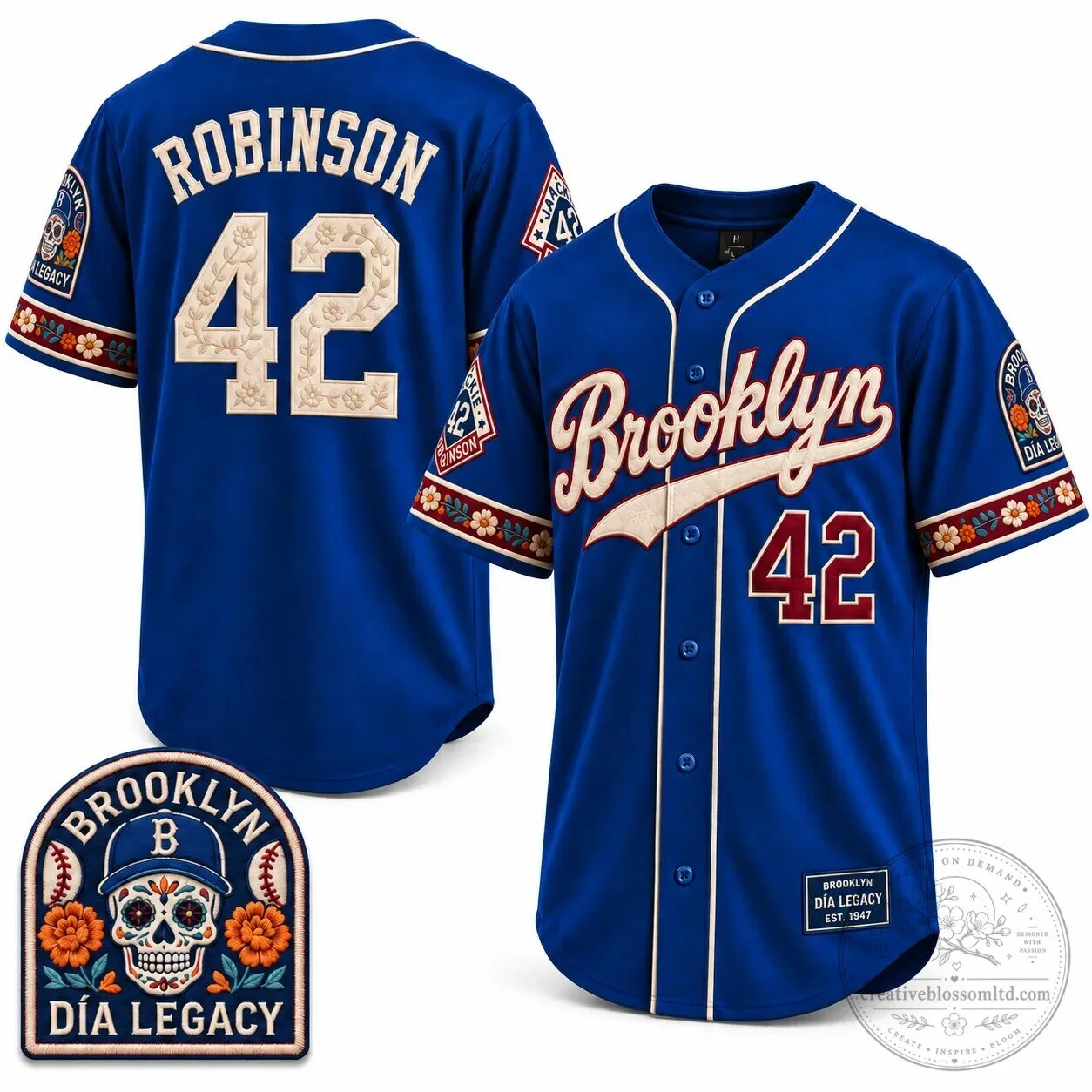 Brooklyn Dodgers Jackie Robinson Day of the Dead Heritage Baseball Jersey