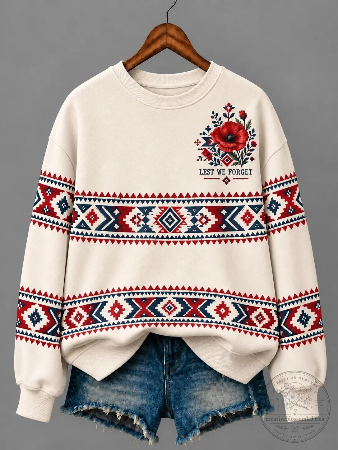 Remembrance Day Lest We Forget Poppy Flower Pattern Women's Sweatshirt
