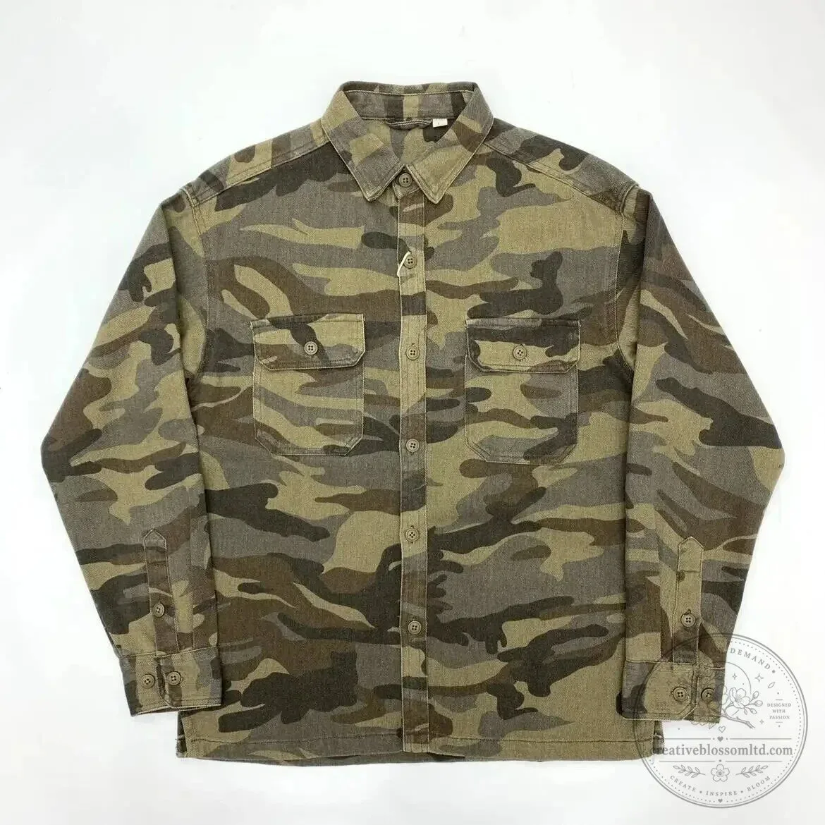 Men's Camouflage Pattern Long Sleeve Button Down Shirt with Pockets 5 Men