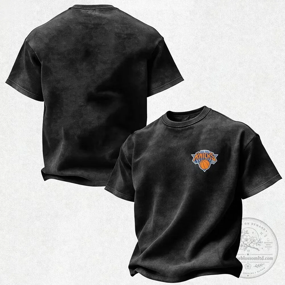 New York Knicks Basketball Team Logo Washed Cotton Short Sleeve T-Shirt