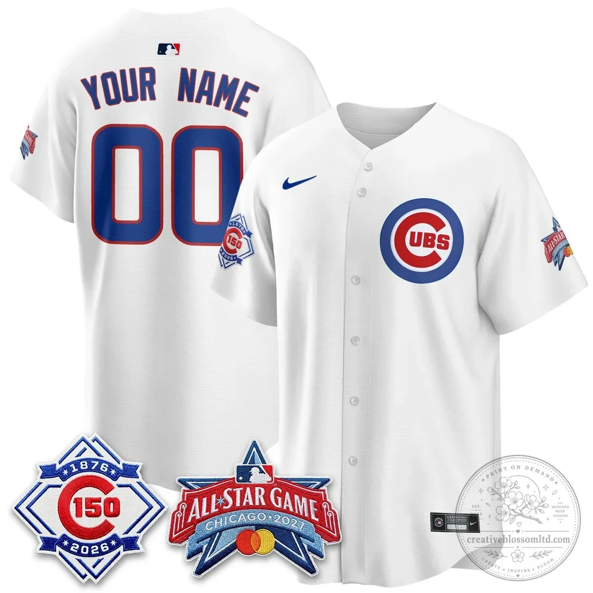 Chicago Cubs All Star Game 2027 Custom Baseball Jersey 10 Chicago Cubs All Star Game 2027 Custom Baseball Jersey