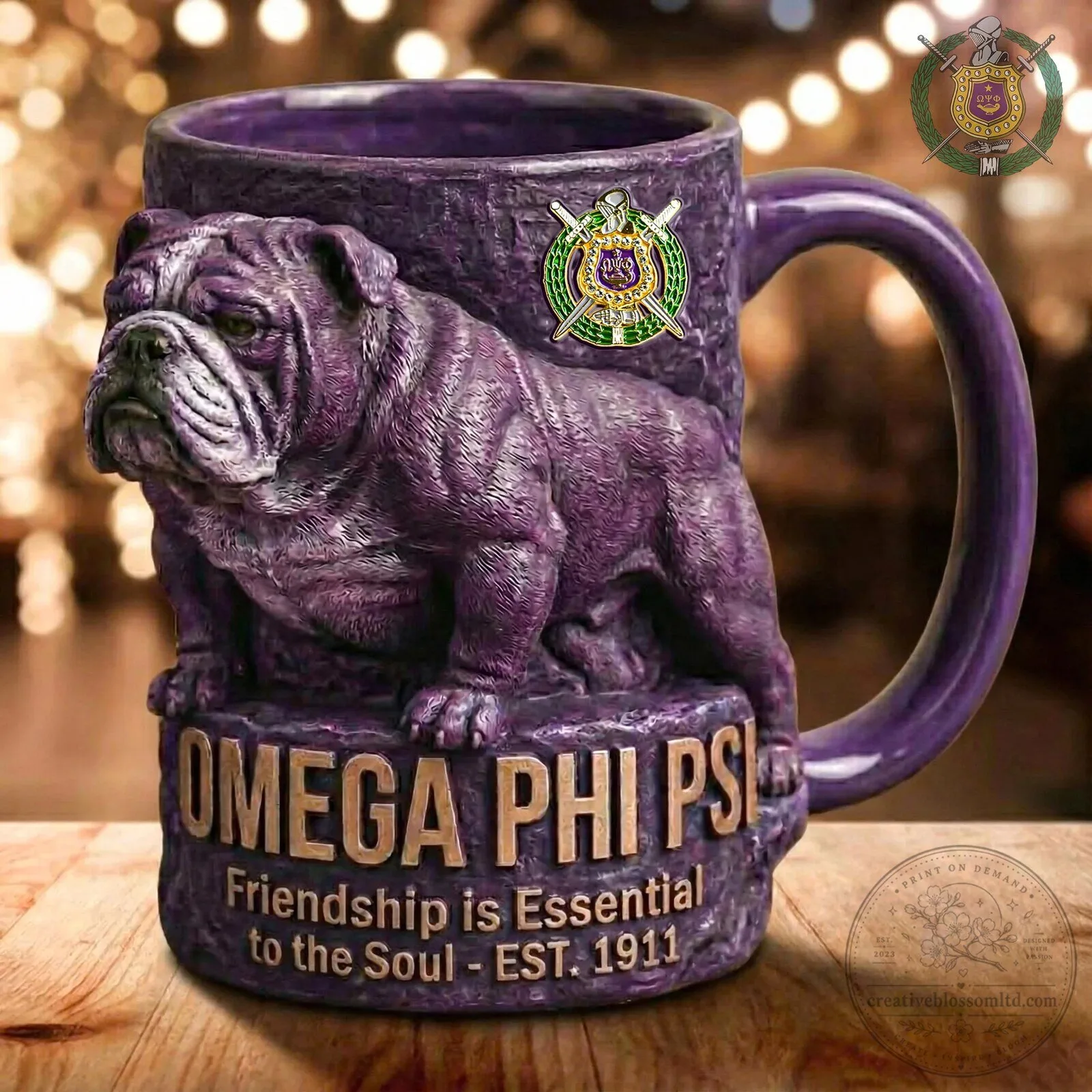 Omega Psi Phi Fraternity Bulldog Friendship Essential to the Soul Mug
