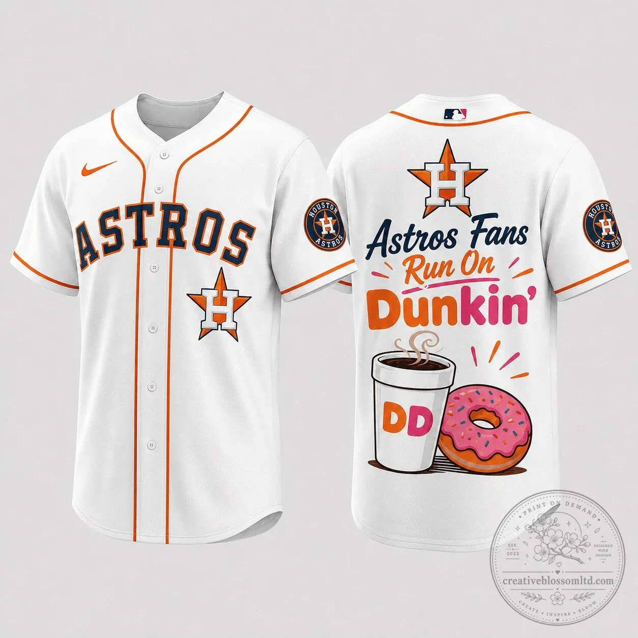 Houston Astros Baseball Jersey Run On Dunkin' Baseball Fan Apparel