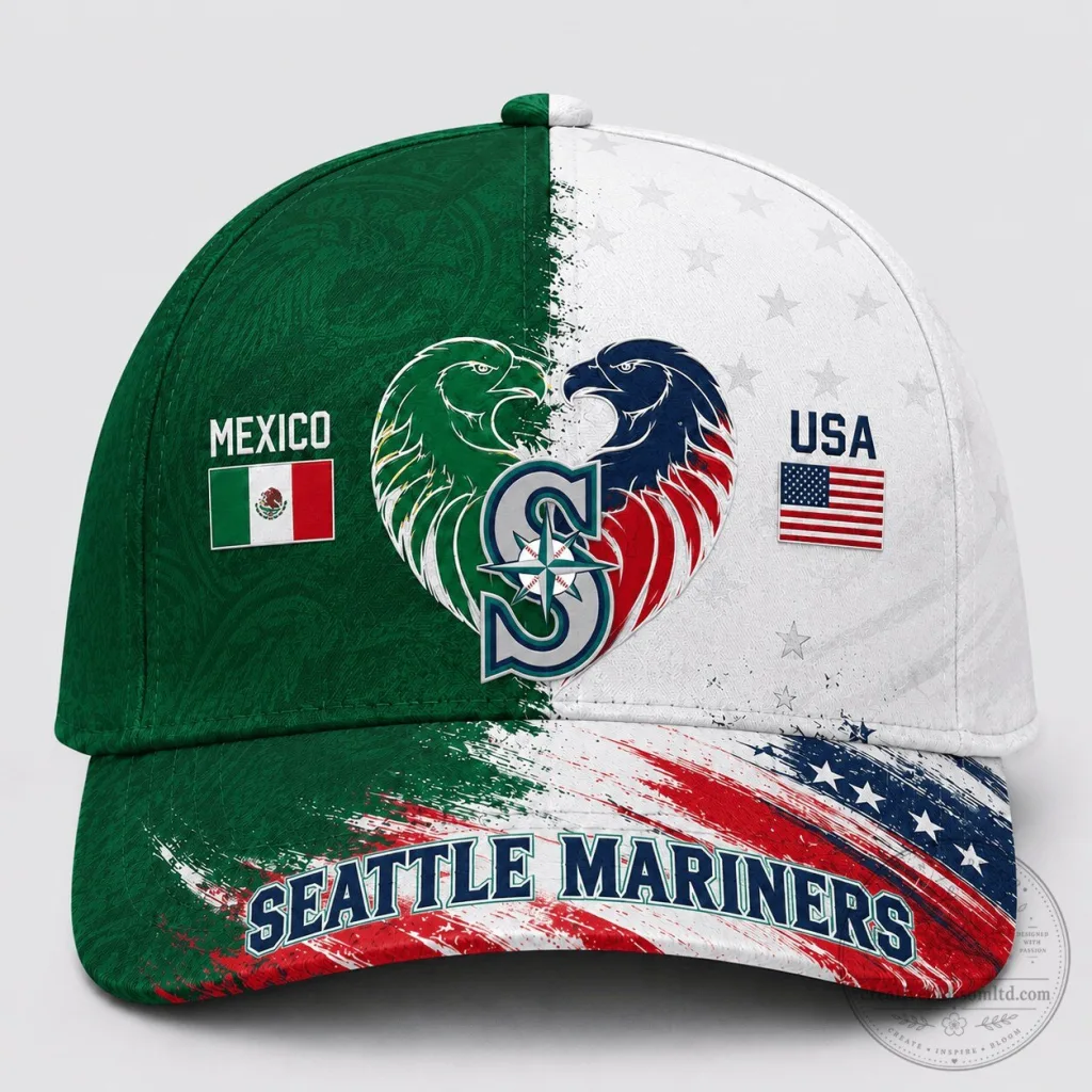 Seattle Mariners Baseball Mexico USA Dual Pride Cap Hat Seattle Mariners Baseball Mexico USA Dual Pride Cap Hat