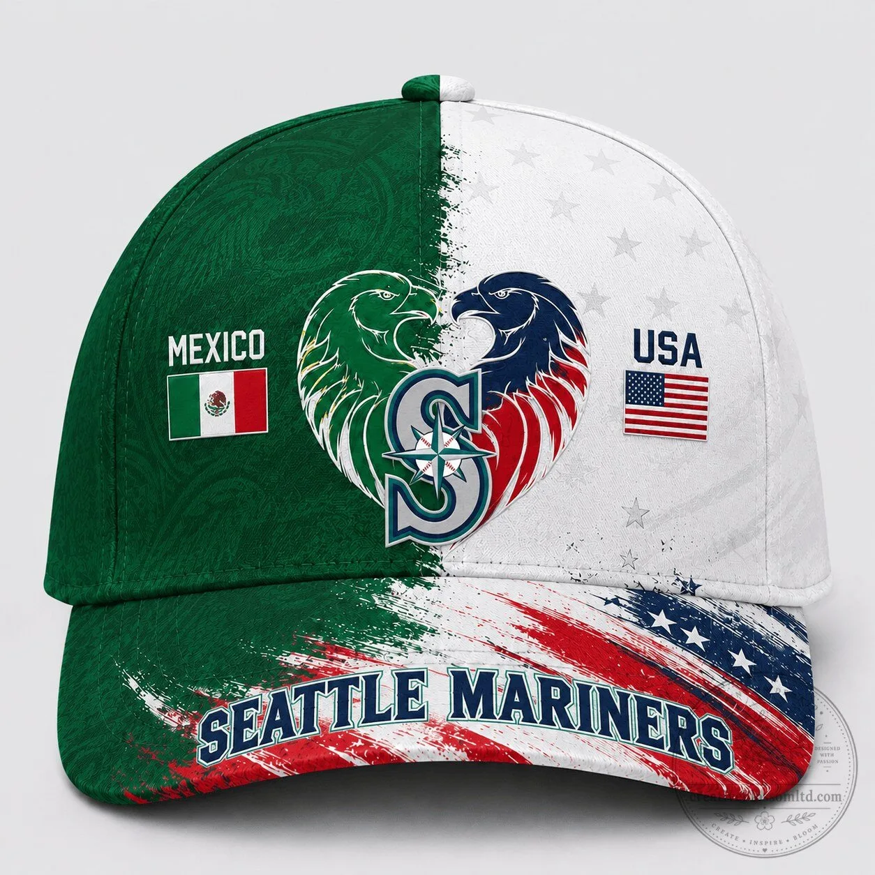 Seattle Mariners Baseball Mexico USA Dual Pride Cap Hat