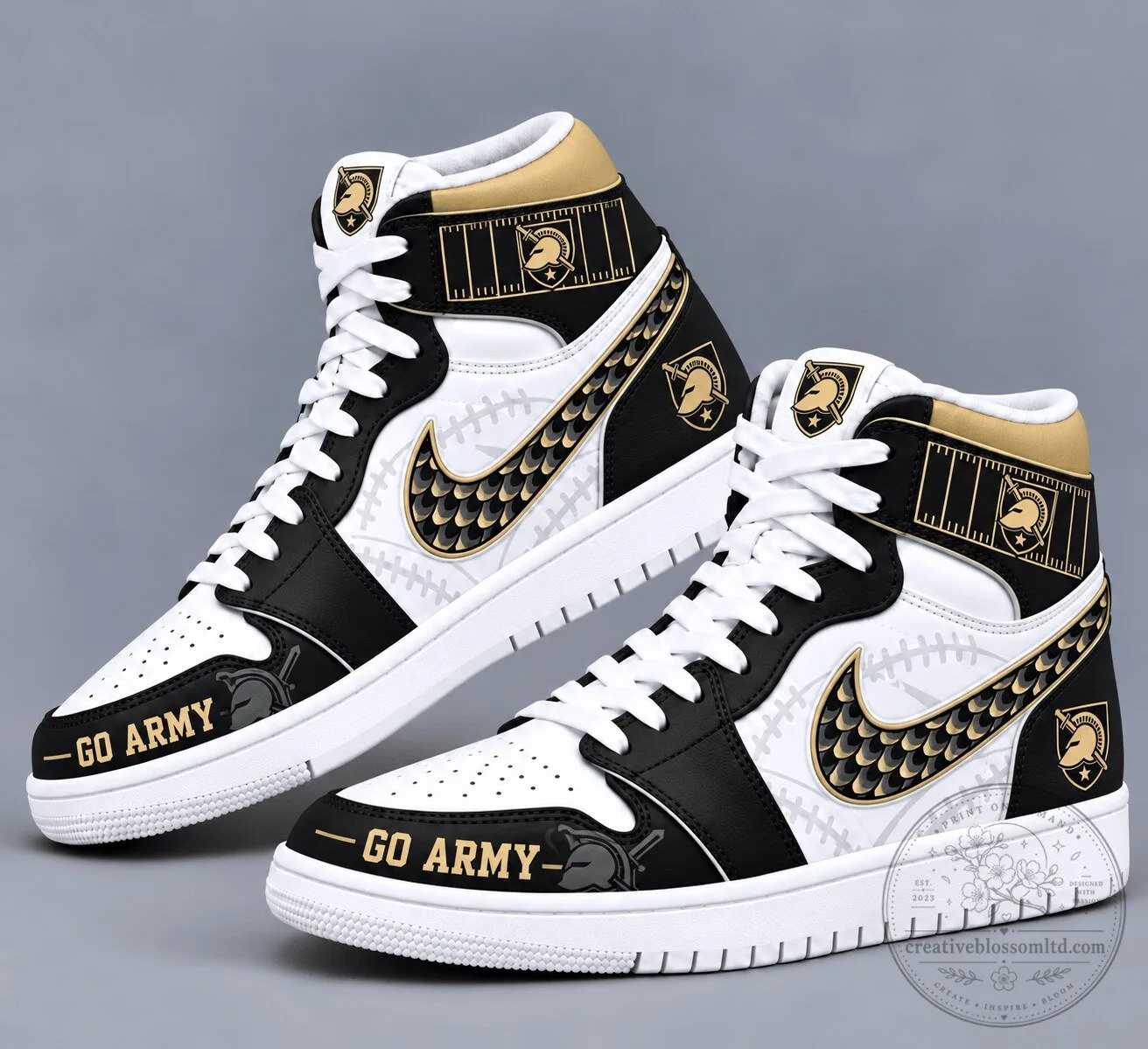 United States Military Academy Black Knights Football Mascot High Top Shoes 1 United States Military Academy Black Knights Football Mascot High Top Shoes