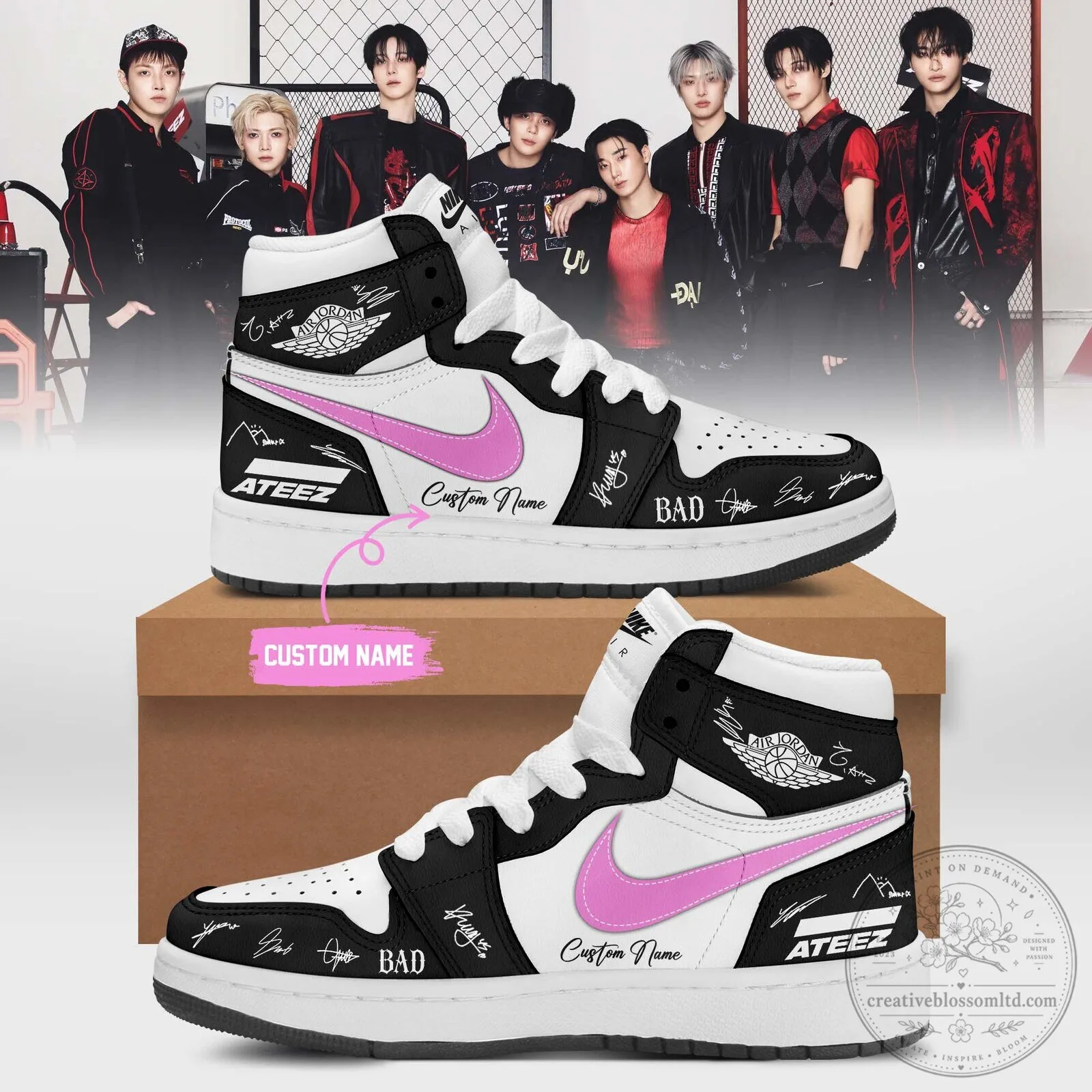 Custom Name High-Top Shoes Signed by ATEEZ: The World Ep.Fin Edition