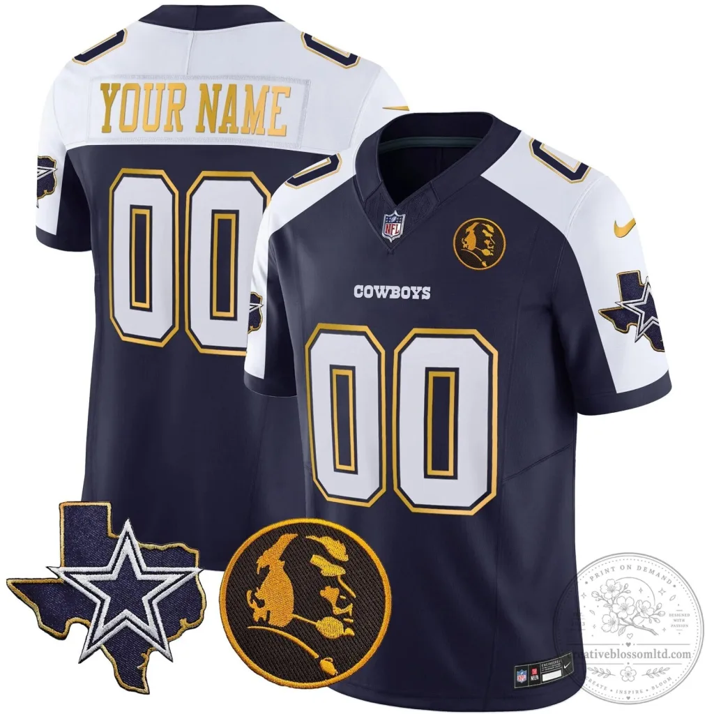 Custom Vapor Football Jersey with Gold Trim and John Madden Patch - Dallas Cowboys Custom Vapor Football Jersey with Gold Trim and John Madden Patch - Dallas Cowboys