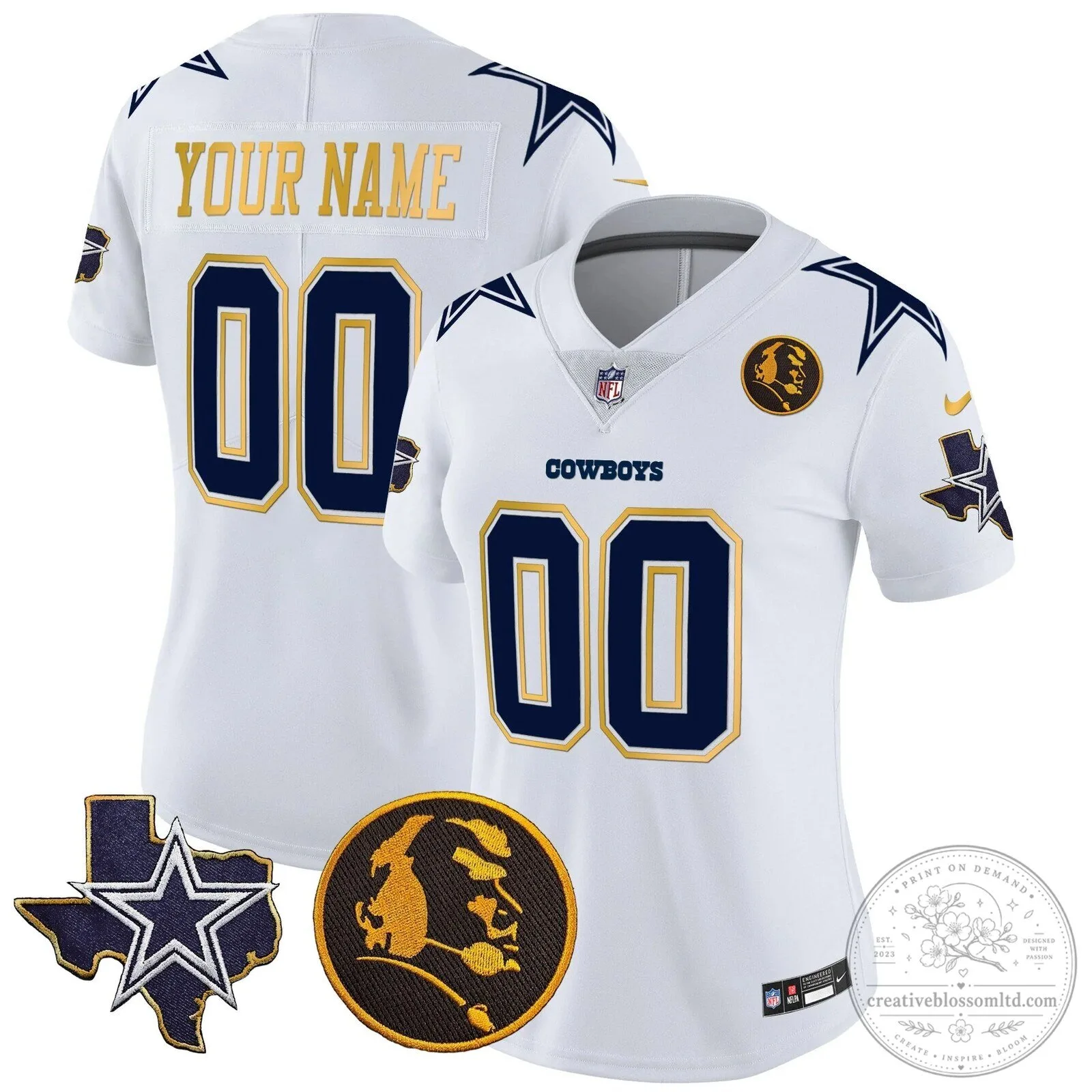 Custom Vapor Football Jersey with Gold Trim and John Madden Patch - Dallas Cowboys 23 Custom Vapor Football Jersey with Gold Trim and John Madden Patch - Dallas Cowboys