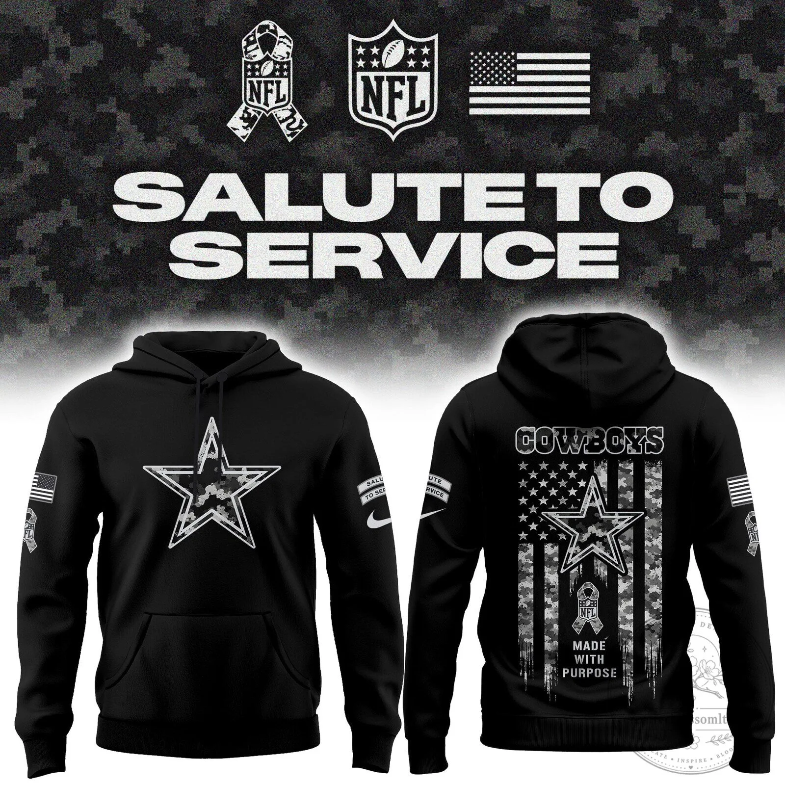 Dallas Cowboys Salute To Service Military Camouflage Star Logo Hoodie