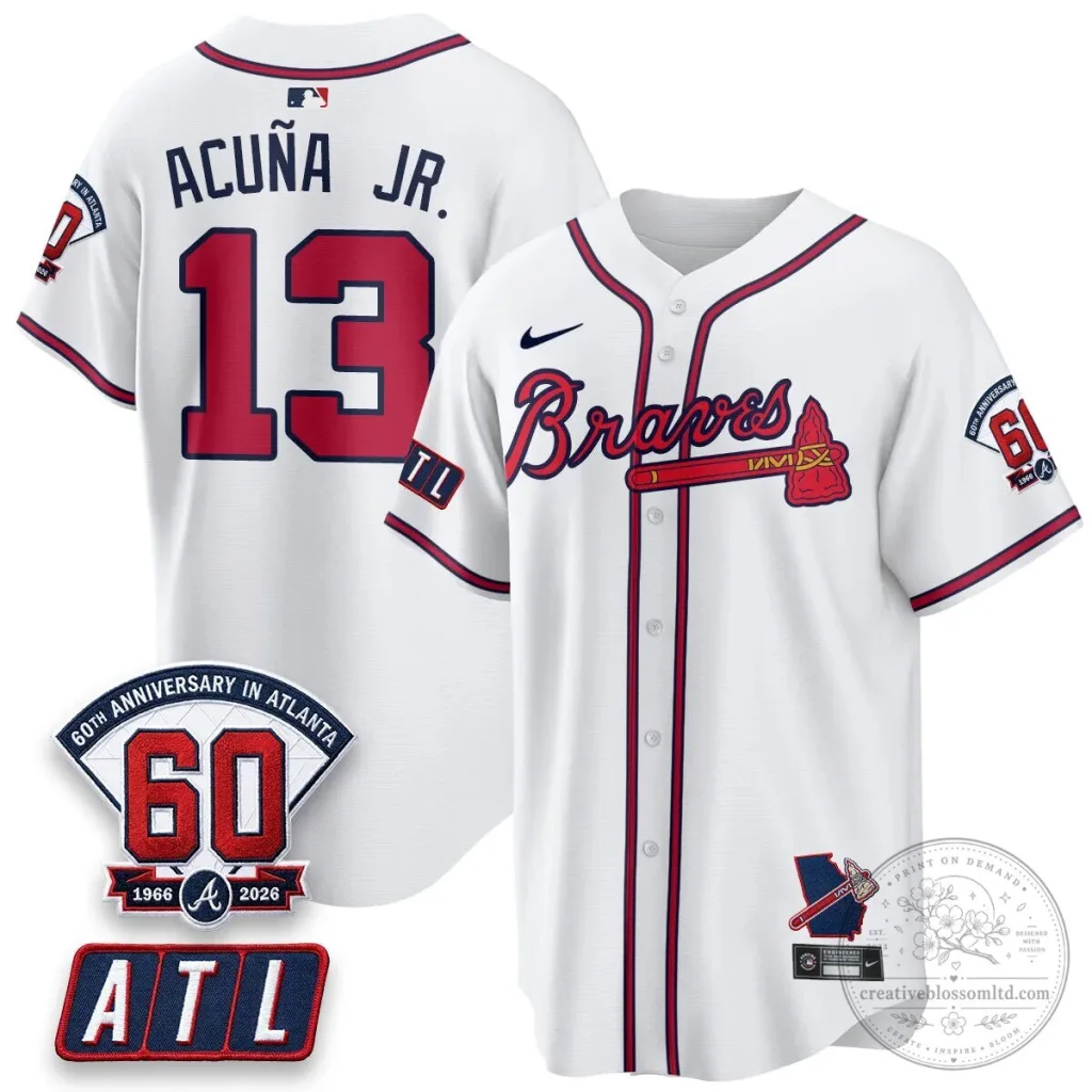Atlanta Braves Ronald Acuna Jr. 60th Anniversary Baseball Jersey Atlanta Braves Ronald Acuna Jr. 60th Anniversary Baseball Jersey