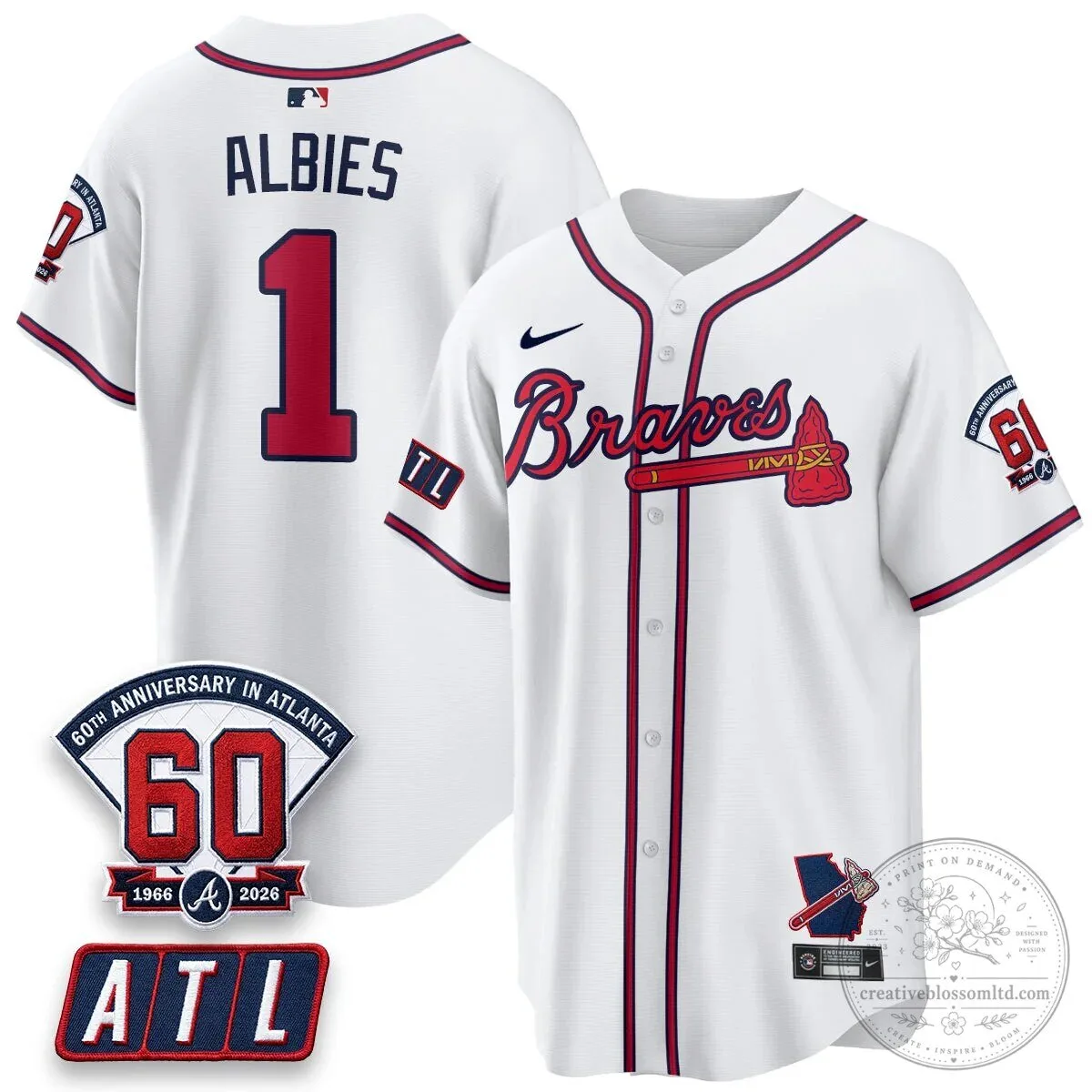Atlanta Braves Ronald Acuna Jr. 60th Anniversary Baseball Jersey 45 Atlanta Braves Ronald Acuna Jr. 60th Anniversary Baseball Jersey