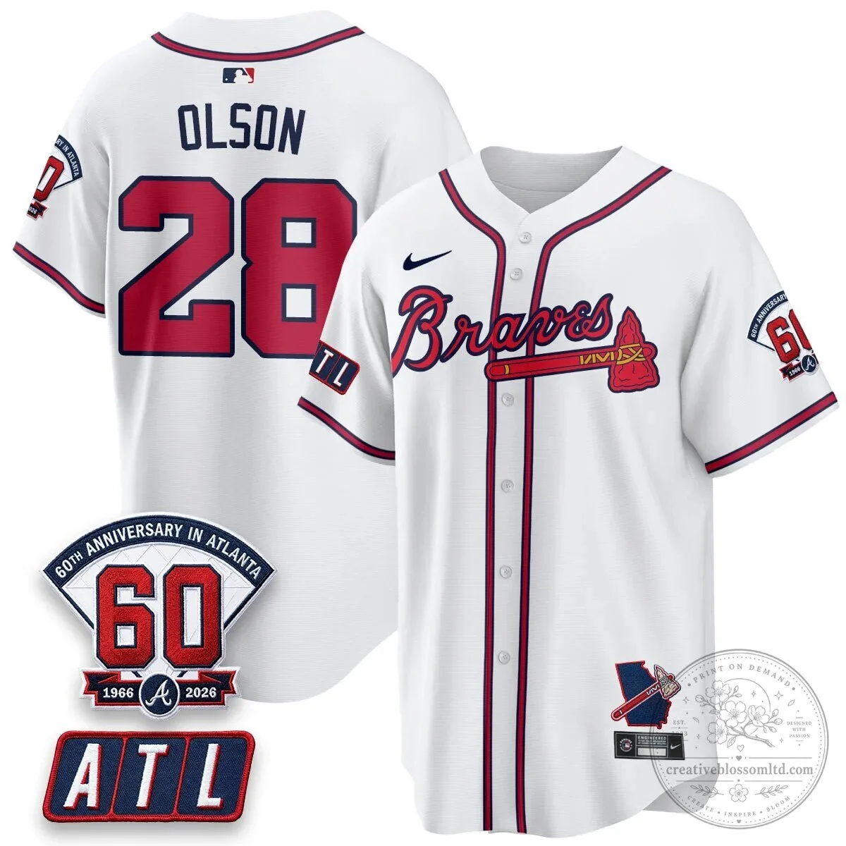 Atlanta Braves Ronald Acuna Jr. 60th Anniversary Baseball Jersey 46 Atlanta Braves Ronald Acuna Jr. 60th Anniversary Baseball Jersey
