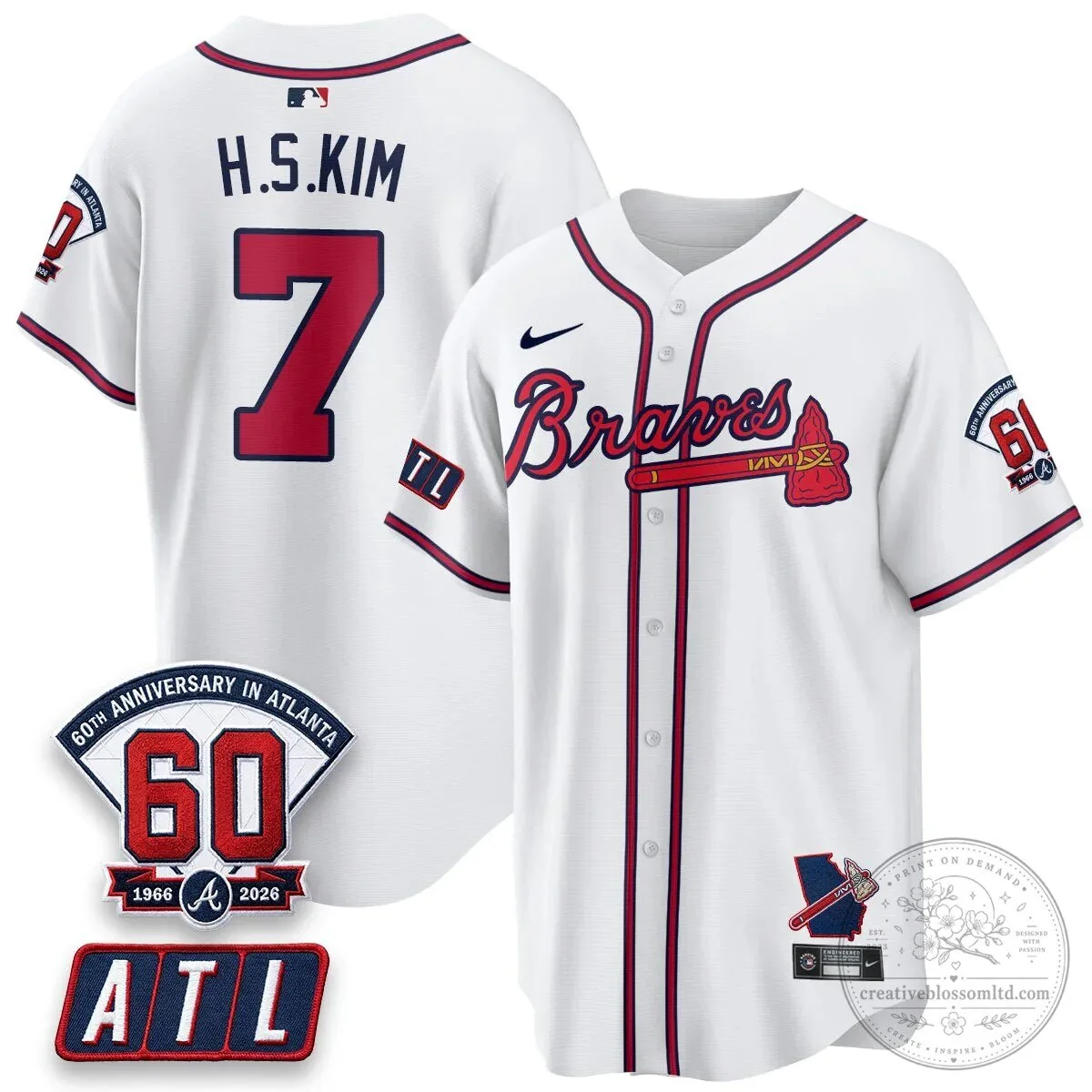 Atlanta Braves Ronald Acuna Jr. 60th Anniversary Baseball Jersey 51 Atlanta Braves Ronald Acuna Jr. 60th Anniversary Baseball Jersey