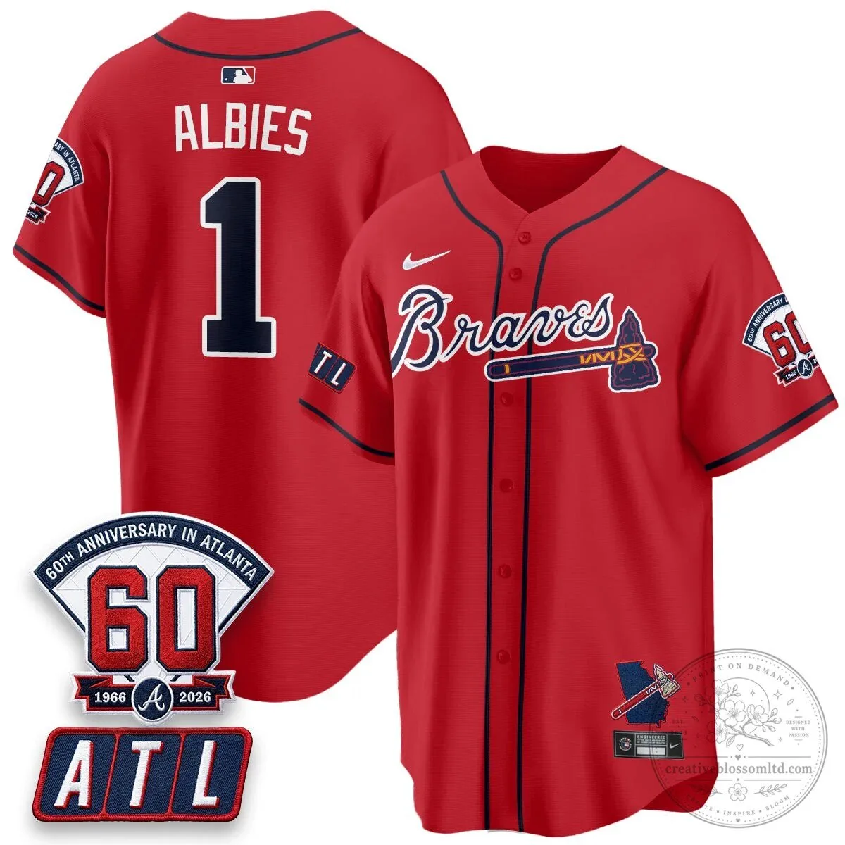 Atlanta Braves Ronald Acuna Jr. 60th Anniversary Baseball Jersey 53 Atlanta Braves Ronald Acuna Jr. 60th Anniversary Baseball Jersey