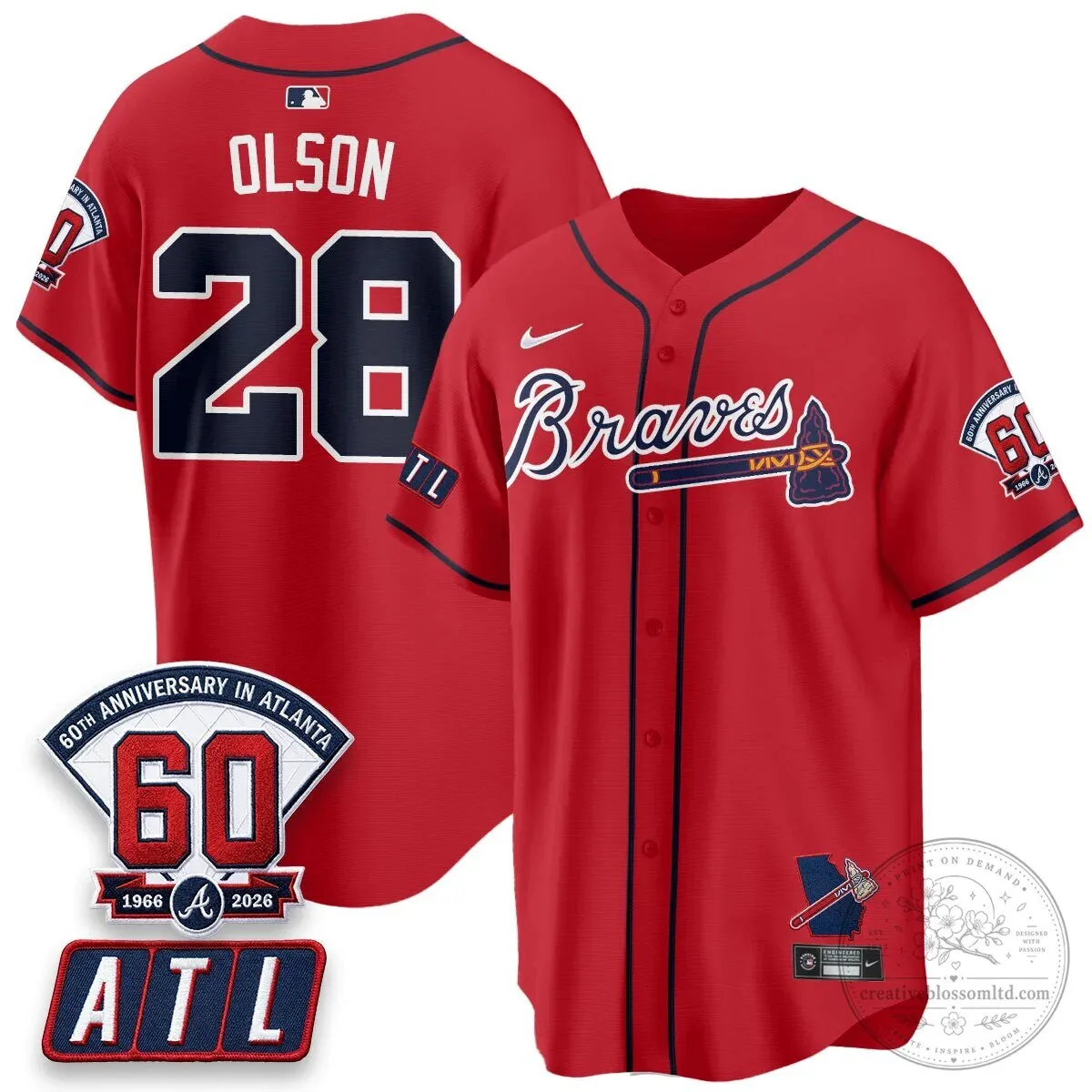 Atlanta Braves Ronald Acuna Jr. 60th Anniversary Baseball Jersey 54 Atlanta Braves Ronald Acuna Jr. 60th Anniversary Baseball Jersey