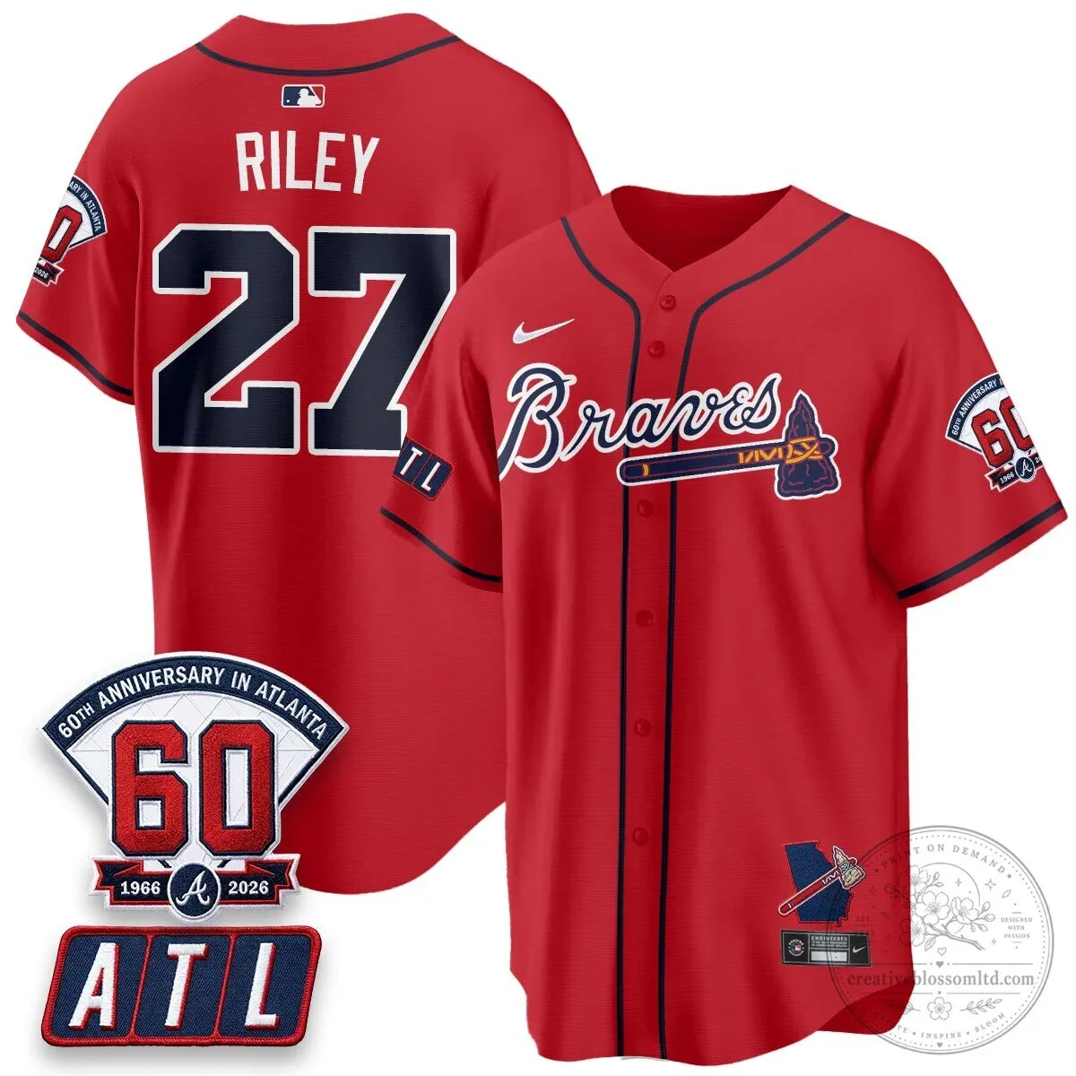 Atlanta Braves Ronald Acuna Jr. 60th Anniversary Baseball Jersey 55 Atlanta Braves Ronald Acuna Jr. 60th Anniversary Baseball Jersey