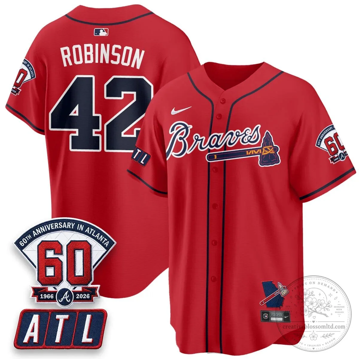 Atlanta Braves Ronald Acuna Jr. 60th Anniversary Baseball Jersey 58 Atlanta Braves Ronald Acuna Jr. 60th Anniversary Baseball Jersey
