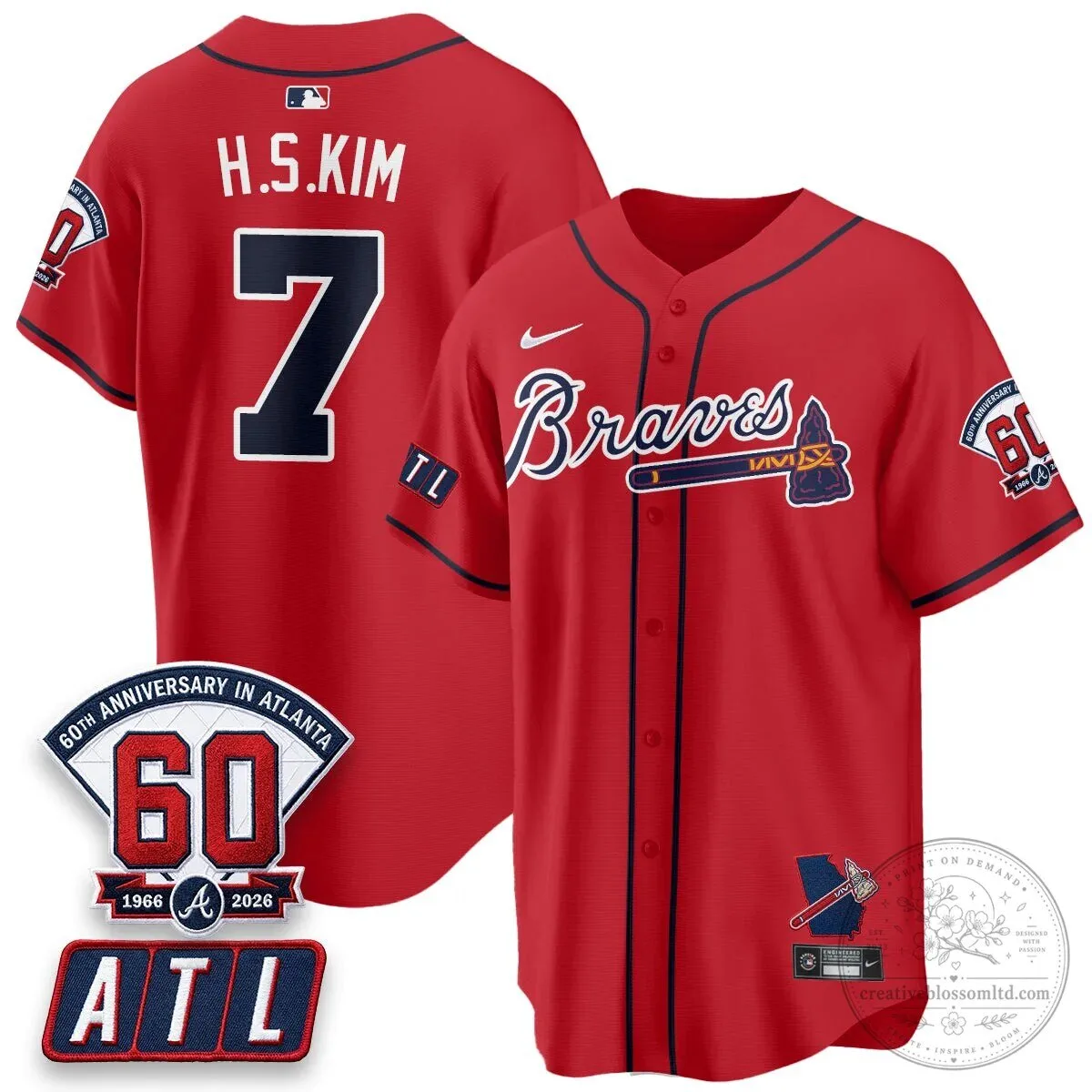 Atlanta Braves Ronald Acuna Jr. 60th Anniversary Baseball Jersey 59 Atlanta Braves Ronald Acuna Jr. 60th Anniversary Baseball Jersey