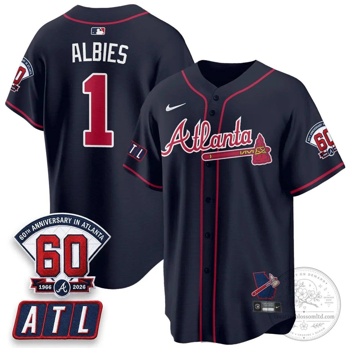 Atlanta Braves Ronald Acuna Jr. 60th Anniversary Baseball Jersey 61 Atlanta Braves Ronald Acuna Jr. 60th Anniversary Baseball Jersey