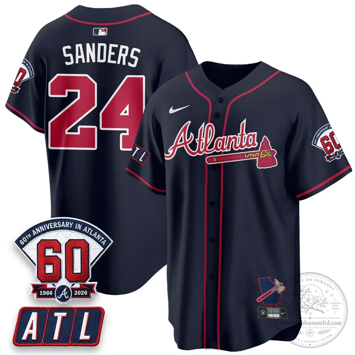 Atlanta Braves Ronald Acuna Jr. 60th Anniversary Baseball Jersey 65 Atlanta Braves Ronald Acuna Jr. 60th Anniversary Baseball Jersey