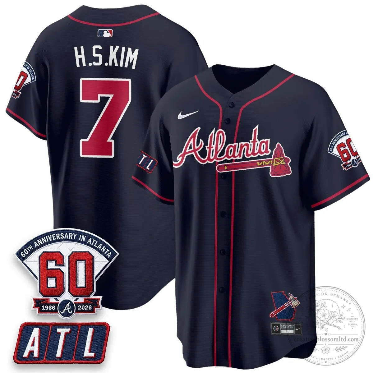 Atlanta Braves Ronald Acuna Jr. 60th Anniversary Baseball Jersey 67 Atlanta Braves Ronald Acuna Jr. 60th Anniversary Baseball Jersey