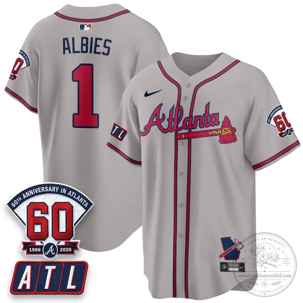 Atlanta Braves Ronald Acuna Jr. 60th Anniversary Baseball Jersey 69 Atlanta Braves Ronald Acuna Jr. 60th Anniversary Baseball Jersey