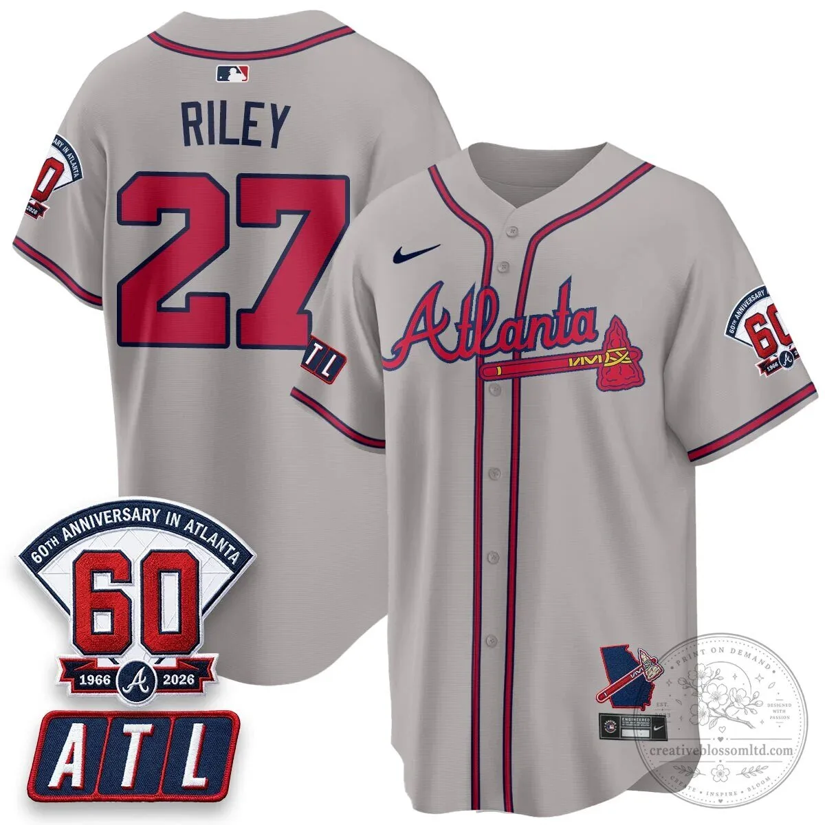 Atlanta Braves Ronald Acuna Jr. 60th Anniversary Baseball Jersey 71 Atlanta Braves Ronald Acuna Jr. 60th Anniversary Baseball Jersey