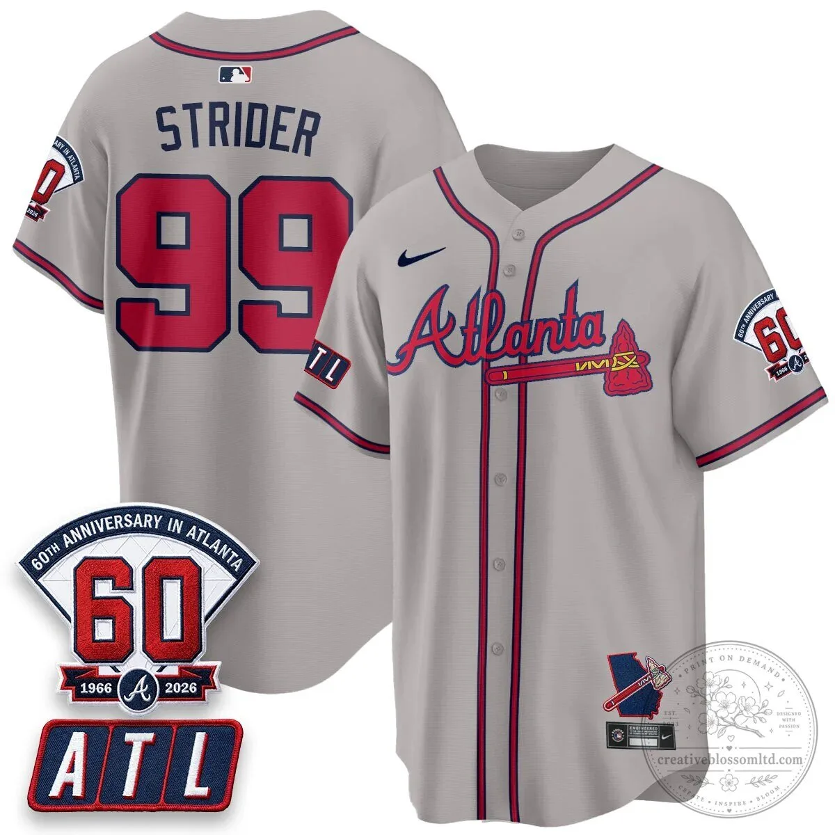 Atlanta Braves Ronald Acuna Jr. 60th Anniversary Baseball Jersey 72 Atlanta Braves Ronald Acuna Jr. 60th Anniversary Baseball Jersey