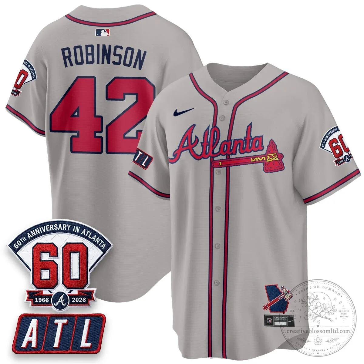 Atlanta Braves Ronald Acuna Jr. 60th Anniversary Baseball Jersey 74 Atlanta Braves Ronald Acuna Jr. 60th Anniversary Baseball Jersey