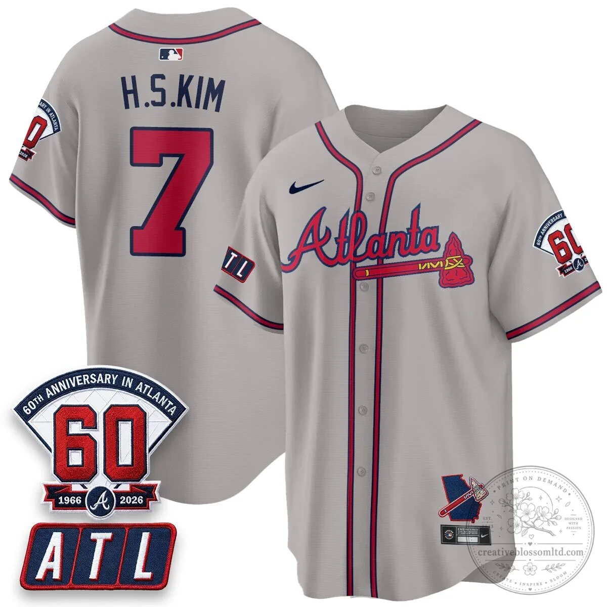 Atlanta Braves Ronald Acuna Jr. 60th Anniversary Baseball Jersey 75 Atlanta Braves Ronald Acuna Jr. 60th Anniversary Baseball Jersey