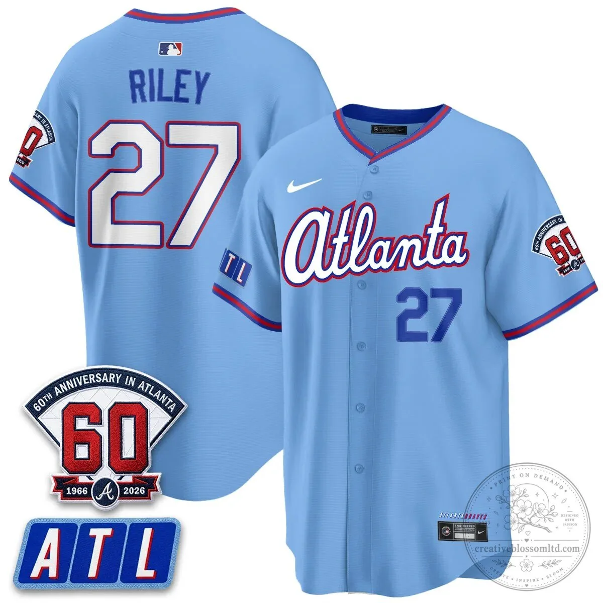 Atlanta Braves Ronald Acuna Jr. 60th Anniversary Baseball Jersey 79 Atlanta Braves Ronald Acuna Jr. 60th Anniversary Baseball Jersey