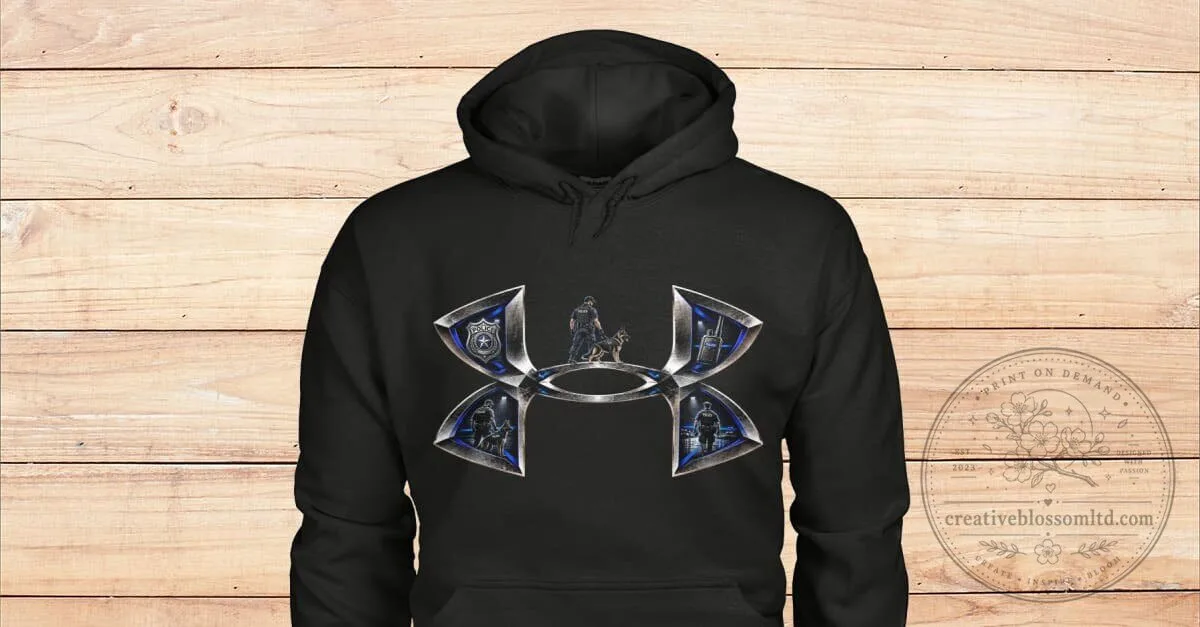 Police Officer Thin Blue Line Under Armour Logo Hoodie 1 Police Officer Thin Blue Line Under Armour Logo Hoodie