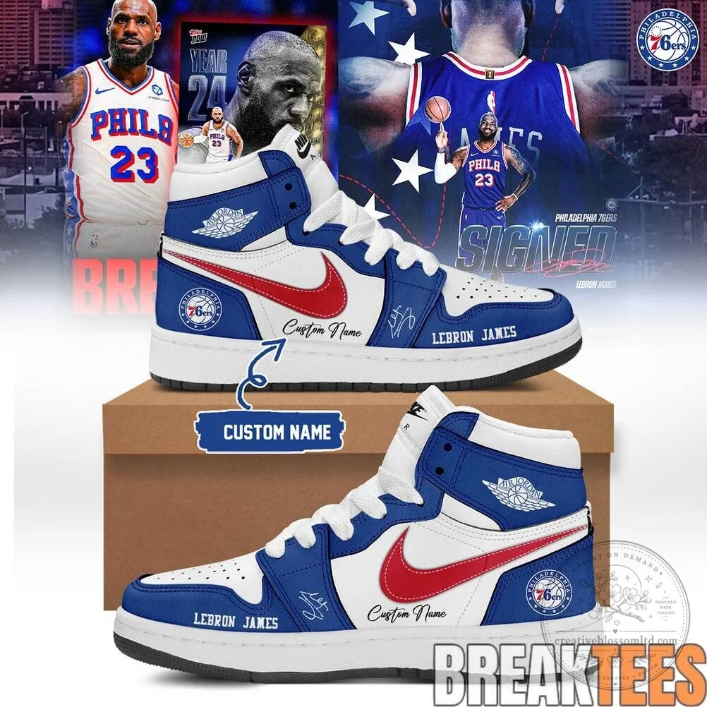 LeBron James Philadelphia 76ers Basketball Team High Top Shoes