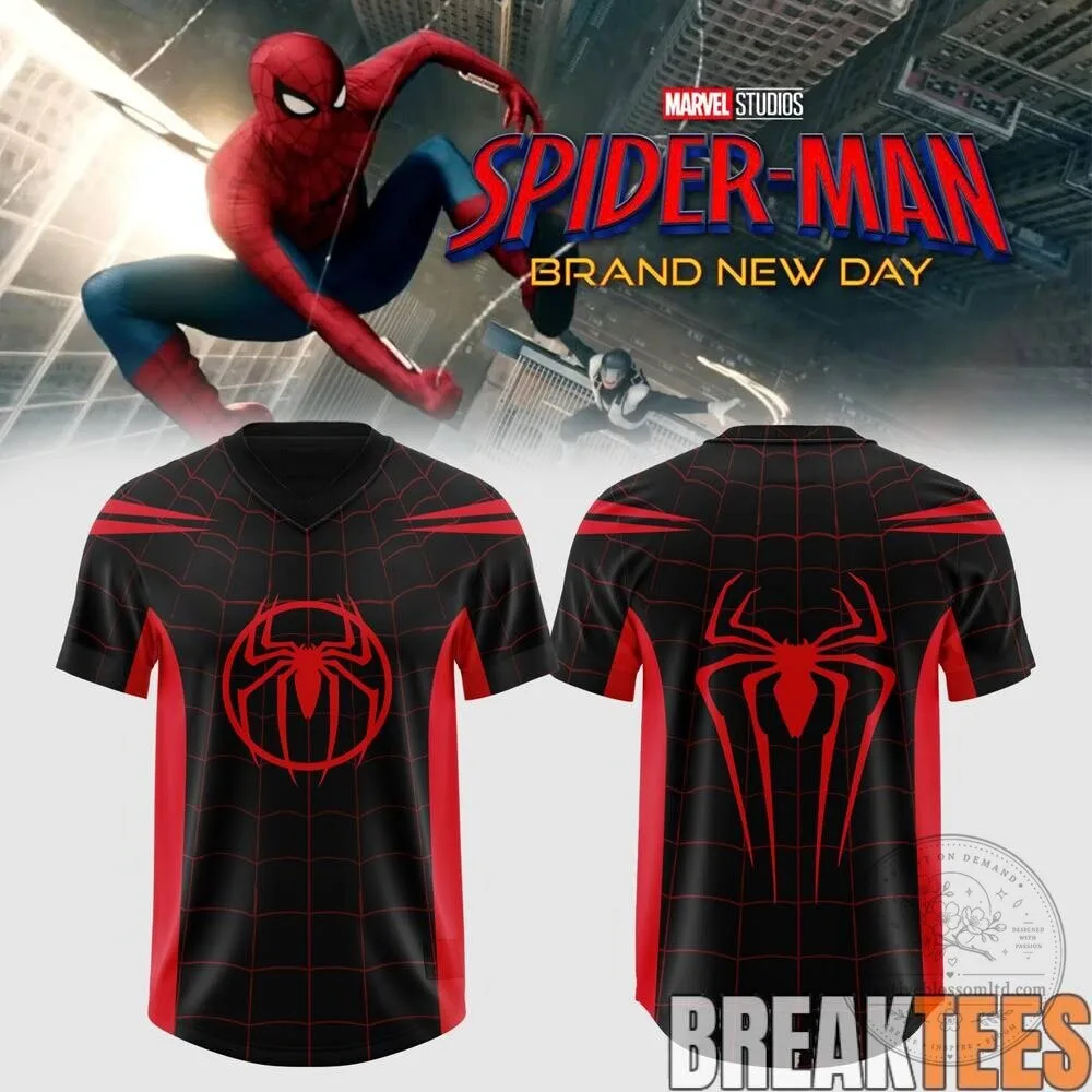 Spider-Man Brand New Day Black and Red Web Pattern Football Jersey