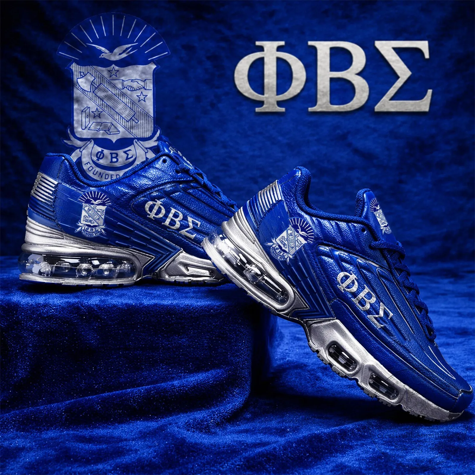 Phi Beta Sigma Fraternity Royal Blue Silver Athletic Running Shoes