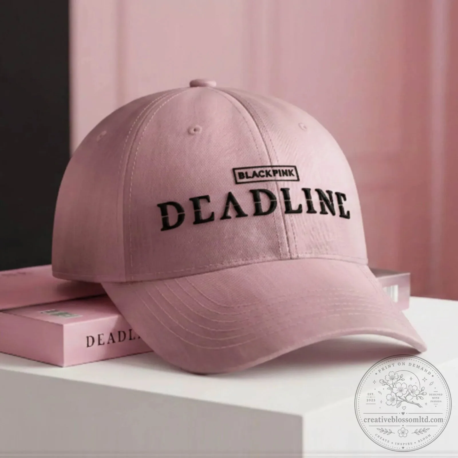 Blackpink Deadline Album Logo Pink Embroidered Baseball Cap Hat
