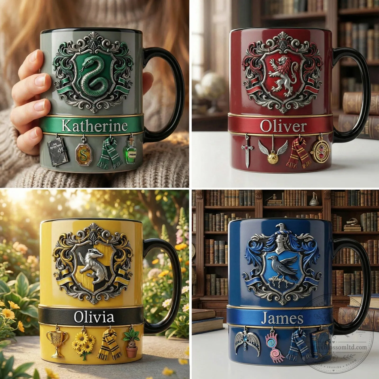 Personalized Harry Potter Hogwarts House Crest Coffee Mug
