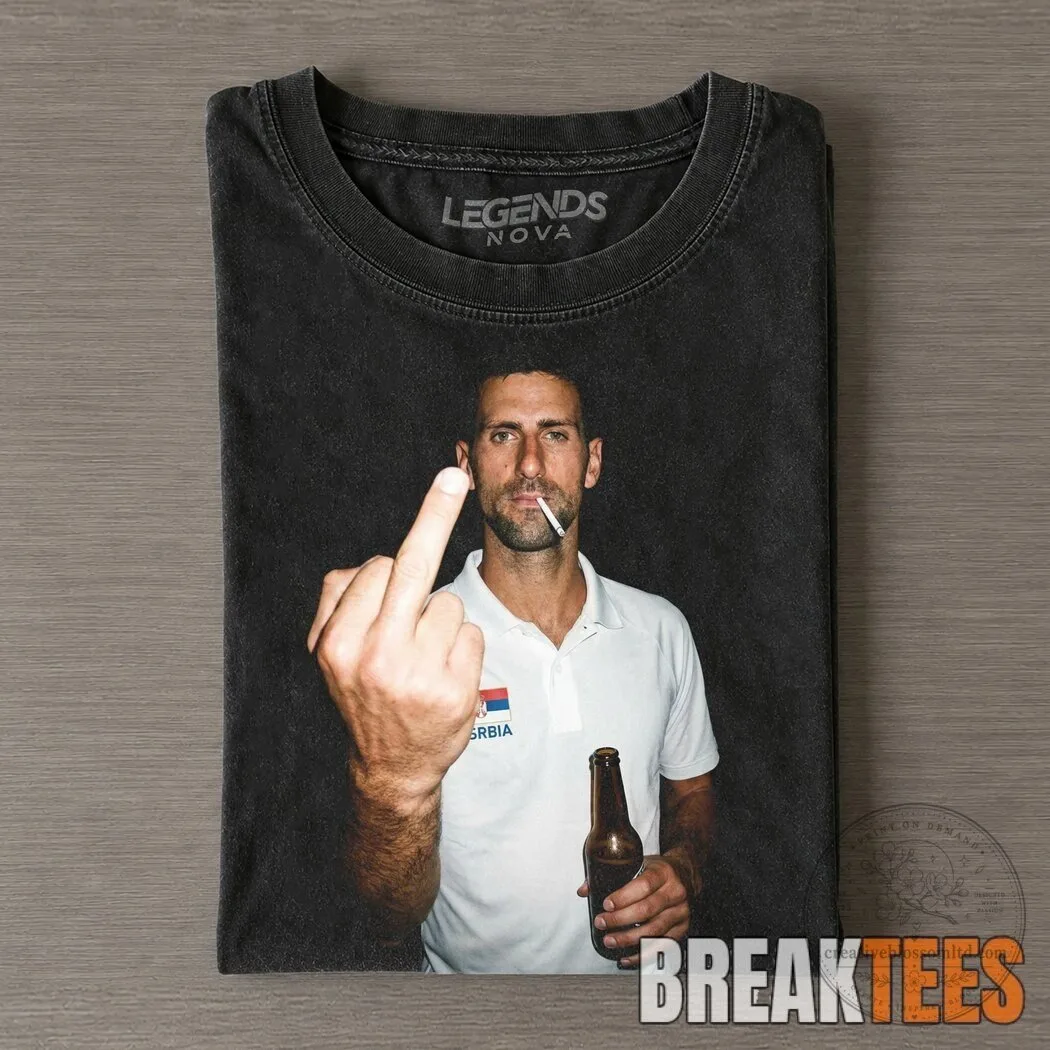 Novak Djokovic Middle Finger Smoking Cigarette Funny Tennis T-Shirt