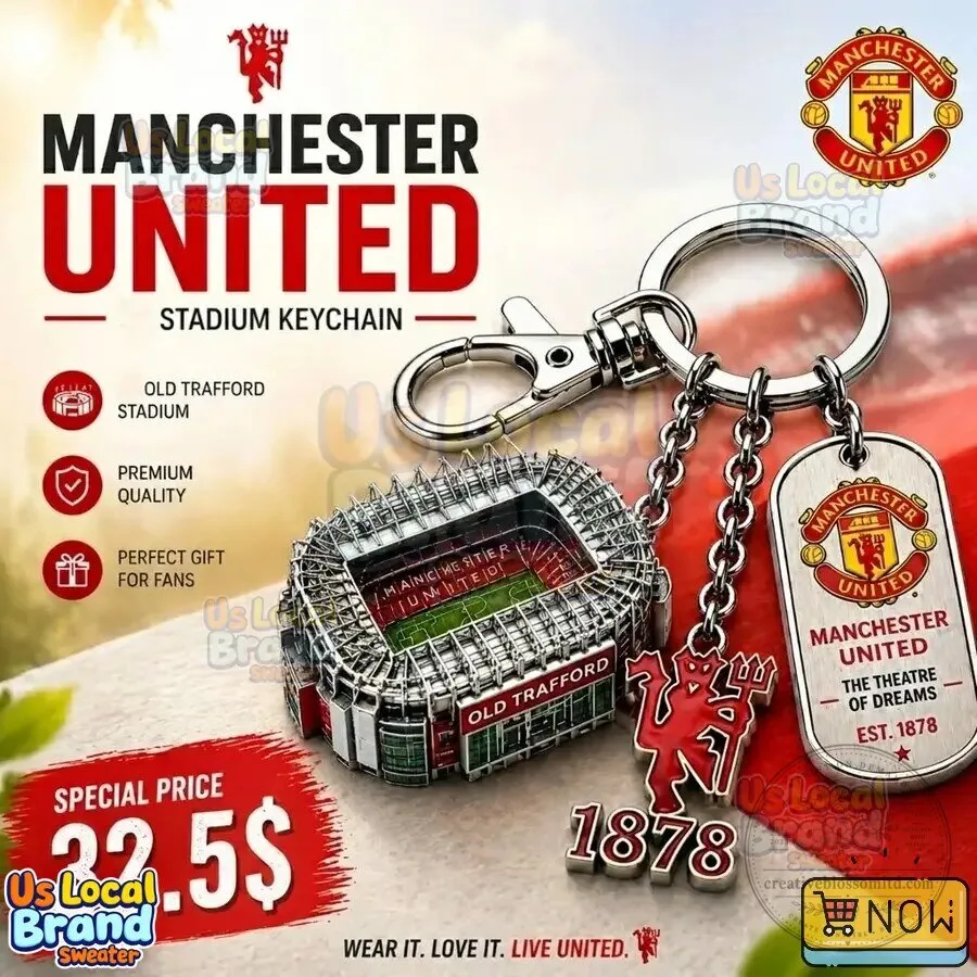 Manchester United Old Trafford Stadium 1878 Football Club Keychain
