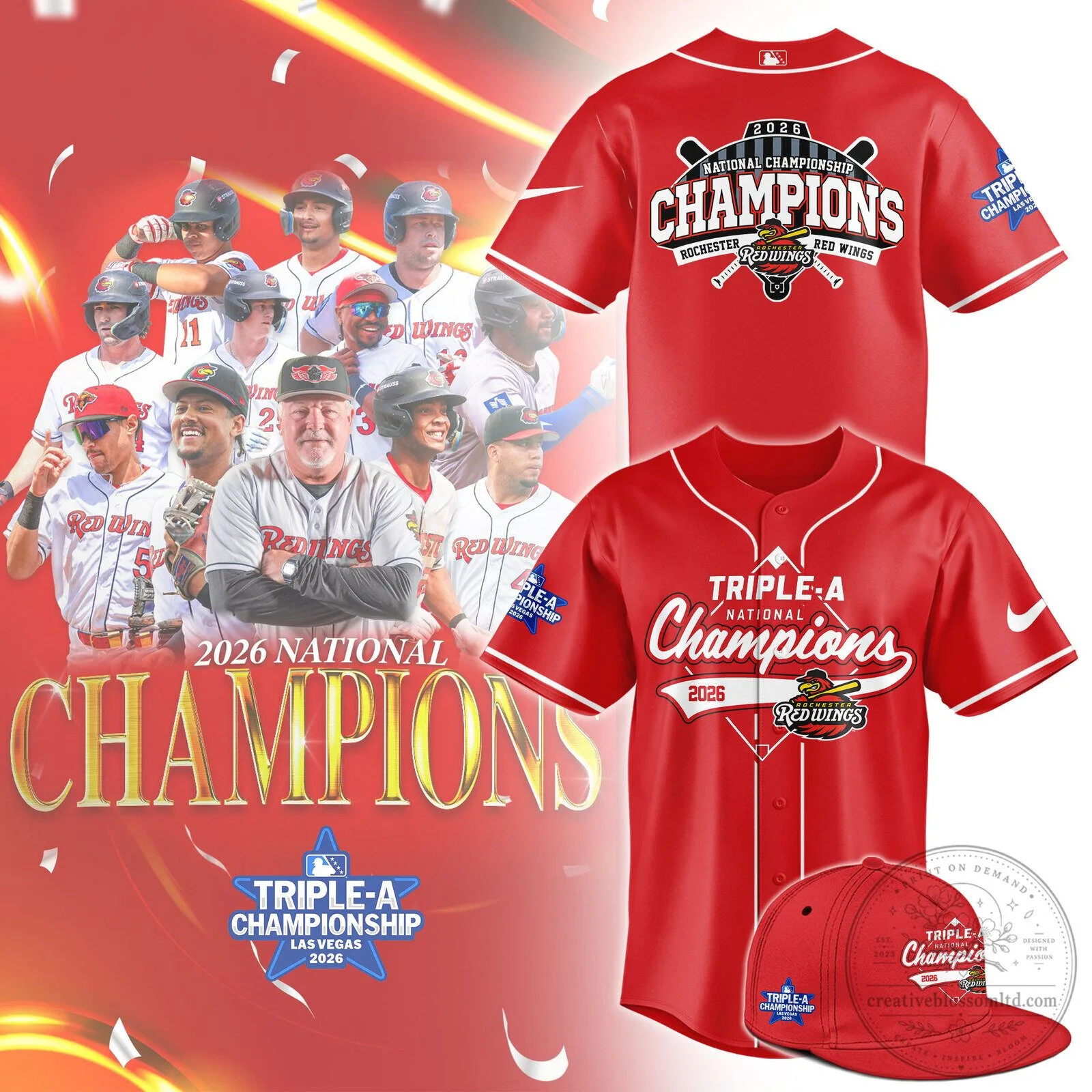 Rochester Red Wings 2026 Triple-A National Champions Baseball Jersey