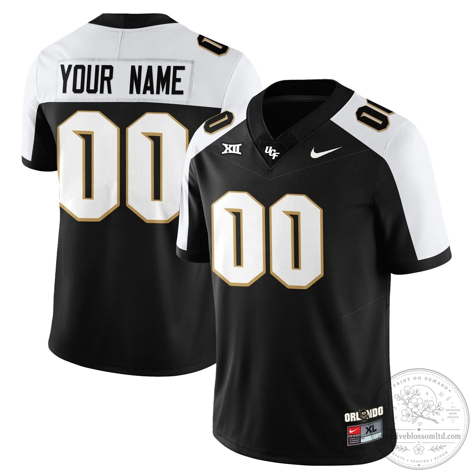 UCF Football Black Custom Stitched College Game Jersey